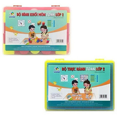 Sách - (Combo 2 hộp )Bộ hình khối toán lớp 2 + Bộ thực hành toán lớp 2 ( Dùng cho học sinh )