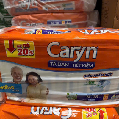 Combo 2 gói tã dán người già Caryn ngày và đêm siêu tiết kiệm gói lớn L18 miếng 