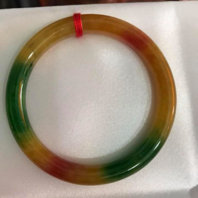 VÒNG CẨM THẠCH 3 MÀU VÀNG XANH ĐỎ ĐẬM Size 50MM x Dầy 7,2mm NỮ 45KG-54KG