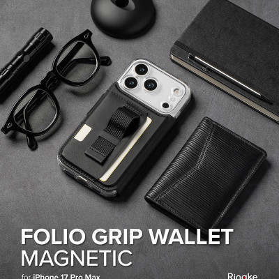 Ví từ tính RINGKE Folio Grip Wallet Magnetic cho iPhone 17 Pro Max - Hàng Chính Hãng