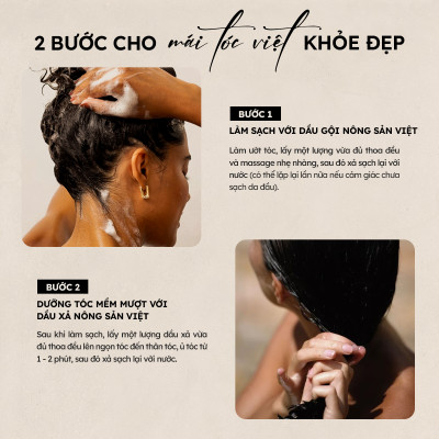 Combo Dầu Gội & Dầu Xả Chiết Xuất Nông Sản Việt Gừng, Bưởi, Chanh 500ml | Làm Sạch, Nuôi Dưỡng Da Đầu, Tự Hào Hàng Việt