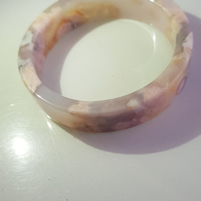 Vòng tay Nữ Mã Não Bản Vuông bông rau câu Ni 50mm x cao 13mm x dầy 5mm Nữ 45kg - 50kg đeo đẹp xinh tay lắm ạ