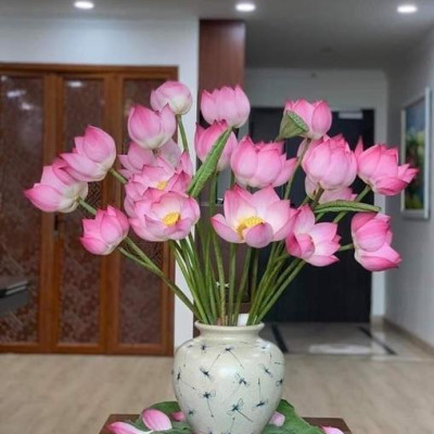 lọ hoa dáng vò cao 30cm gốm sứ Bát Tràng men rạn vẽ hoạ tiết