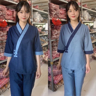 ĐỒ LAM ĐI CHÙA 3 NÚT Vải Tơ Cao Cấp
