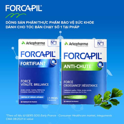 Viên uống Arkopharma Forcapil Fortifiant hỗ trợ tóc, móng chắc khỏe (60 viên) - Hàng chính hãng