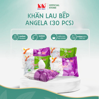 Combo 10 gói Khăn lau bếp Angela vải bi 30 tờ (24x31cm) hương chanh diệt khuẩn và khử mùi tối đa