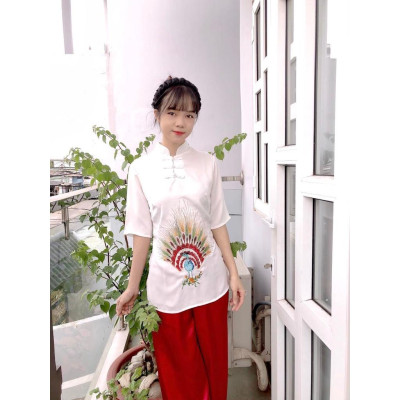 ĐỒ LAM ĐI CHÙA Mẫu Chim Công Thêu Cao Cấp