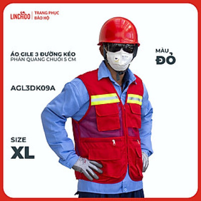 Áo Gile Kỹ Sư, Giám Sát Công Trình, Bảo Hộ Lao Động, 3 Đường Kéo, 6 Túi - Mã AGL3DK09A
