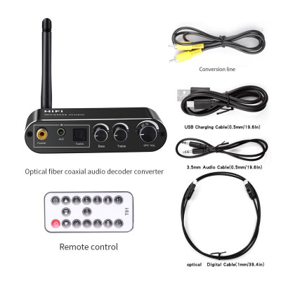 SOAIY Bộ Chuyển Đổi Âm Thanh DAC Bluetooth T01 Chỉnh Treble, Bass, Volume (Hỗ trợ Cổng Optical) - Hàng Nhập Khẩu
