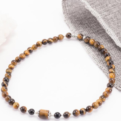 Vòng 2 Line Đá Thạch Anh Mắt Hổ Vàng Nâu Phối Charm Bạc Ngọc Quý Gemstones