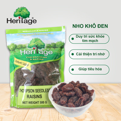 Nho Thomson khô không hạt loại 1, size lớn Heritage chính hãng , hủ 300g,gói 500g, 1kg - THOMPSON SEEDLESS RAISINS