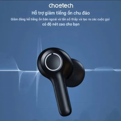 Tai nghe Bluetooth chống ồn kép ENC+ANC Choetech BH-T60 có màn hình LED hiển thị pin - Hàng chính hãng