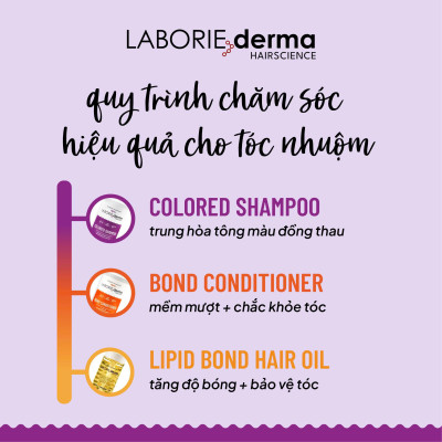 Dầu gội tím giúp làm sáng và đều màu tóc LABORIE derma Colored Shampoo - 250ml