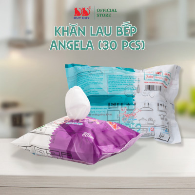 Combo 10 gói Khăn lau bếp Angela vải bi 30 tờ (24x31cm) hương chanh diệt khuẩn và khử mùi tối đa