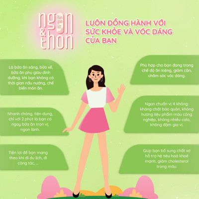 Thùng 24 ly bún gạo lứt ăn liền NGON & THON - Vị rau củ hạt ngũ cốc