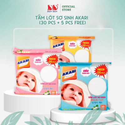 Combo 5 Gói Tấm lót sơ sinh Akari bột giấy tự nhiên 35 miếng (22x22cm) khô thoáng mát cho bé