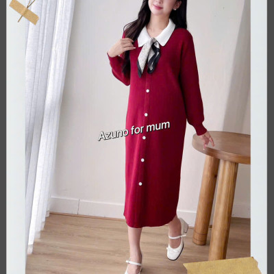 Váy Bầu Len Dáng Suông Mặc Công Sở Thu Đông