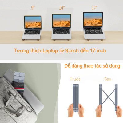 Giá đỡ laptop tản nhiệt gấp gọn Choetech H055 cho máy từ 9