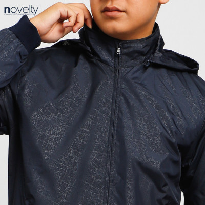 Áo jacket nam in chìm nón rời Novelty xanh đen 2203252