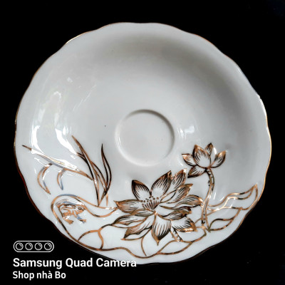 Bộ ấm chén Bát Tràng cao cấp mẫu đơn đỏ vẽ sen vàng