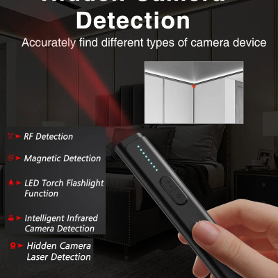 ROGTZ - Máy Dò WT16 Phát Hiện Camera Máy Ghi Âm Nghe Trộm Thiết Bị GPS Dò Sóng Wifi Dò Sóng RF Phát Hiện Tự Động 6 Cấp Độ Nhạy Phạm vi dò rộng 10-15m Cổng Sạc Type-C Angten Đa Hướng Pin Lithium 3.7V/200mA 15 giờ Màn Hình Hiển Thị - Hàng Chính Hãng