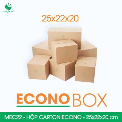 MEC22 - 25x22x20 cm - Combo 100 thùng hộp carton trơn siêu tiết kiệm ECONO