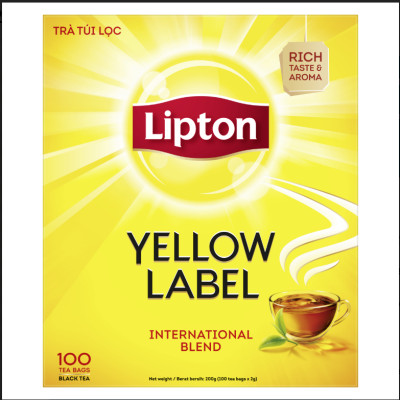 Combo 4 Trà Đen Nhãn Vàng Lipton Túi Lọc 2g x 100 Gói