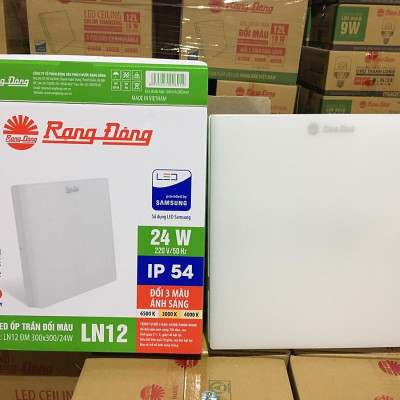 Đèn LED ốp trần đổi 3 màu Ánh Sáng Rạng Đông Model: LN12 ĐM 300X300/24w