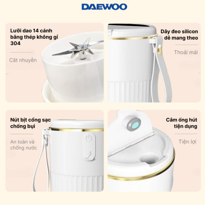 Ly Xay Cầm Tay DAEWOO DWBL-3424 (340ml) Hàng Chính Hãng - Ly Xay Sinh Tố, Trái Cây Mini tiện lợi, mạnh mẽ