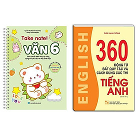 Sách - Take Note - Văn 6 - Có Lò Xo + 360 Động Từ Bất Quy Tắc - Bản Trắng Đen - Minh Thắng