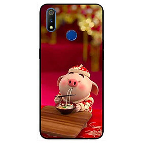 Ốp lưng in cho Realme 3 Mẫu Heo Áo Trắng