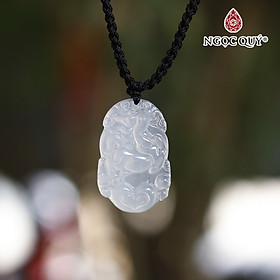 Mặt dây chuyền 12 con giáp đá mã não trắng 3.5x2.2cm mệnh thủy, kim - Ngọc Quý Gemstones