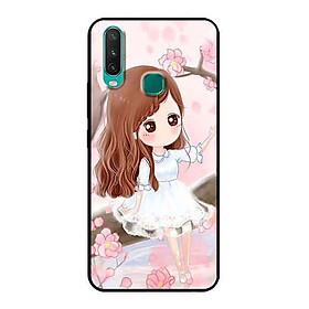 Ốp Lưng in cho Vivo Y15 Mẫu Nàng Chibi Nền Hồng - Hàng Chính Hãng