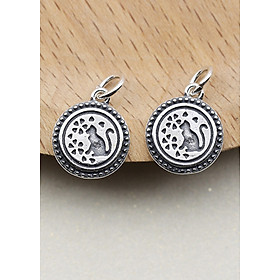 Combo 2 cái charm bạc hình con mèo dễ thương treo - Ngọc Quý Gemstones