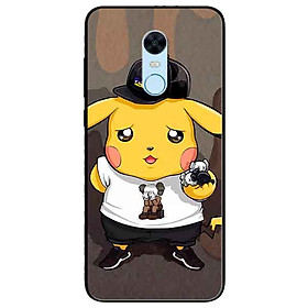 Ốp lưng in cho Xiaomi Redmi Note 5 (Redmi 5 Plus) Mẫu Pika Nón Đen