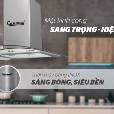 Máy hút mùi kính cong Canaval CA8790S - Hàng nhập khẩu