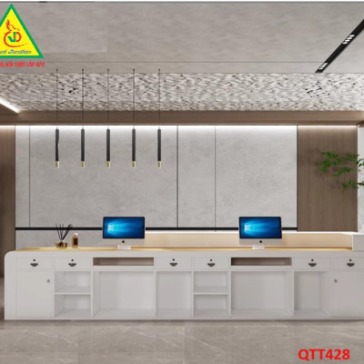 QUẦY LỄ TÂN, QUẦY TIẾP TÂN, QUẦY TÍNH TIỀN, QUẦY THU NGÂN QTT428 (KHÔNG ĐÈN)- NỘI THẤT LẮP RÁP VIENDONGADV