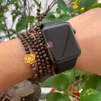 Vòng tay Chuỗi Tràng Hạt 216 4mm Trầm Sánh Chìm MIX Bạc S925 CHARM (Đỏ) - Trầm Hương Tự Nhiên