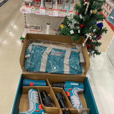 BỘ COMBO MÁY SIẾT VÍT PIN, KHOAN PIN VÀ ĐÈN PIN 12V (2 PIN 12VX1.5AH VÀ 1 SẠC) TOTAL TKLI1203 - HÀNG CHÍNH HÃNG