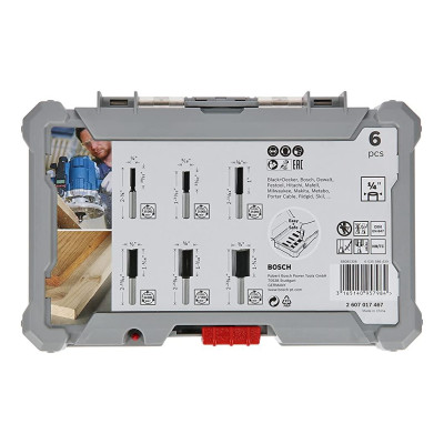 BỘ MŨI PHAY THẲNG 6 MÓN (MỚI) BOSCH 2607017467 - HÀNG CHÍNH HÃNG