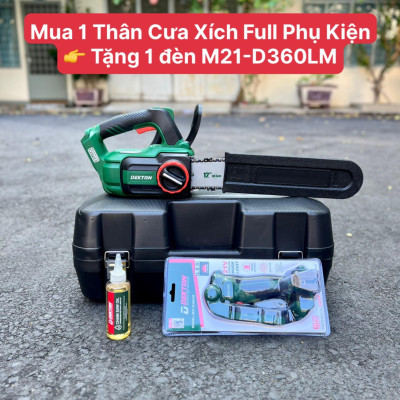COMBO Máy cưa xích dùng pin 21V Dekton M21-Cx12BL KÈM PIN M21-B6A8C VÀ SẠC M21-S25A TẶNG 1 PIN M21-B3000 - KM_T8 -HÀNG CHÍNH HÃNG