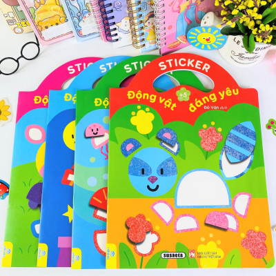 Sách - Conbo 4 cuốn Sticker Động Vật Đáng Yêu - Dành cho bé 2-5 tuổi - ndbooks