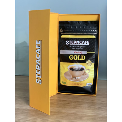 STEPPACAFE-Cà Phê Rang Xay GOLD 70% Arabica+30% Robusta (Túi 500gr có hộp)