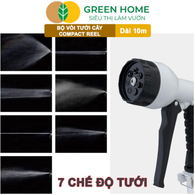 Bộ Ống Tưới Takagi Compact Reel GreenHone, Dài 10m, Treo Tường, Thiết Kế Gọn Nhẹ, Đa Năng Từ Nhật Bản