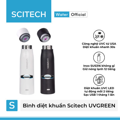 Bình nước giữ nhiệt diệt khuẩn Scitech UVGREEN 500ML - Hàng chính hãng 