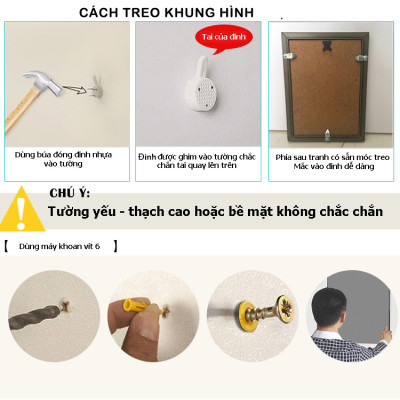 Bộ Khung Ảnh Treo Tường Huế Trắng Đen Tuyệt Đẹp Tặng Kèm bộ ảnh như hình mẫu, đinh treo tranh và sơ đồ treo - PGC271