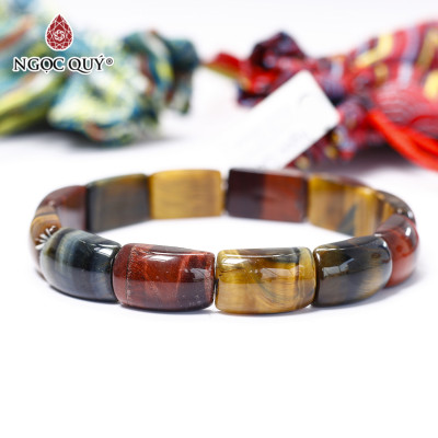 Vòng đá thạch anh mắt hổ tam tài bản 10.5x17mm - Ngọc Quý Gemstones