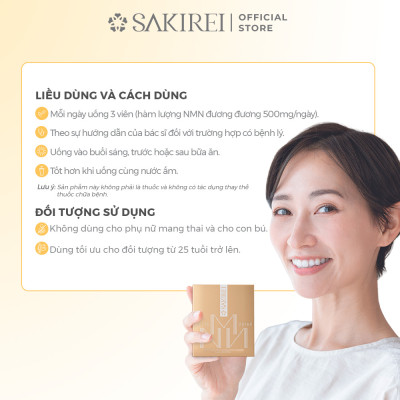 Viên uống bổ sung NMN, hỗ trợ chống lão và làm đẹp da Sakirei Elite NMN 29160 - 15000mg NMN 90 viên