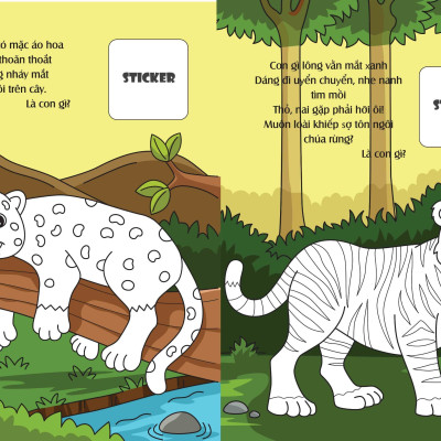 Bé tô màu: Khám phá rừng xanh hùng vĩ (20+ hình dán sticker) (VT)