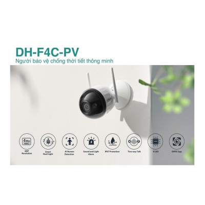 Camera Wifi DAHUA DH-F4C-PV 4M Chống Nước, Có Màu Ban Đêm, Đàm Thoại Hai Chiều và Có Cảnh Báo Chuyển Động - Hàng chính hãng